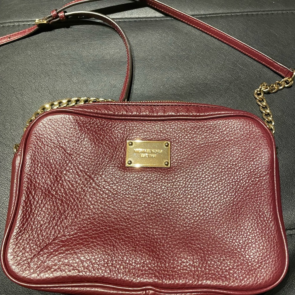 Michael Kors Vintage Pebbled Leather camera messenger shoulder chain crossbody